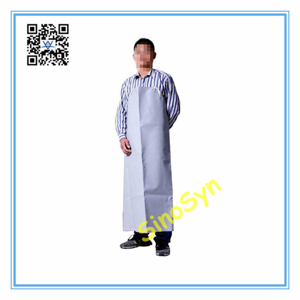 FQ1745 Double Sides PVC Acid-Proof Apron Working Safty Protective Waterproof 48inch--Gray White